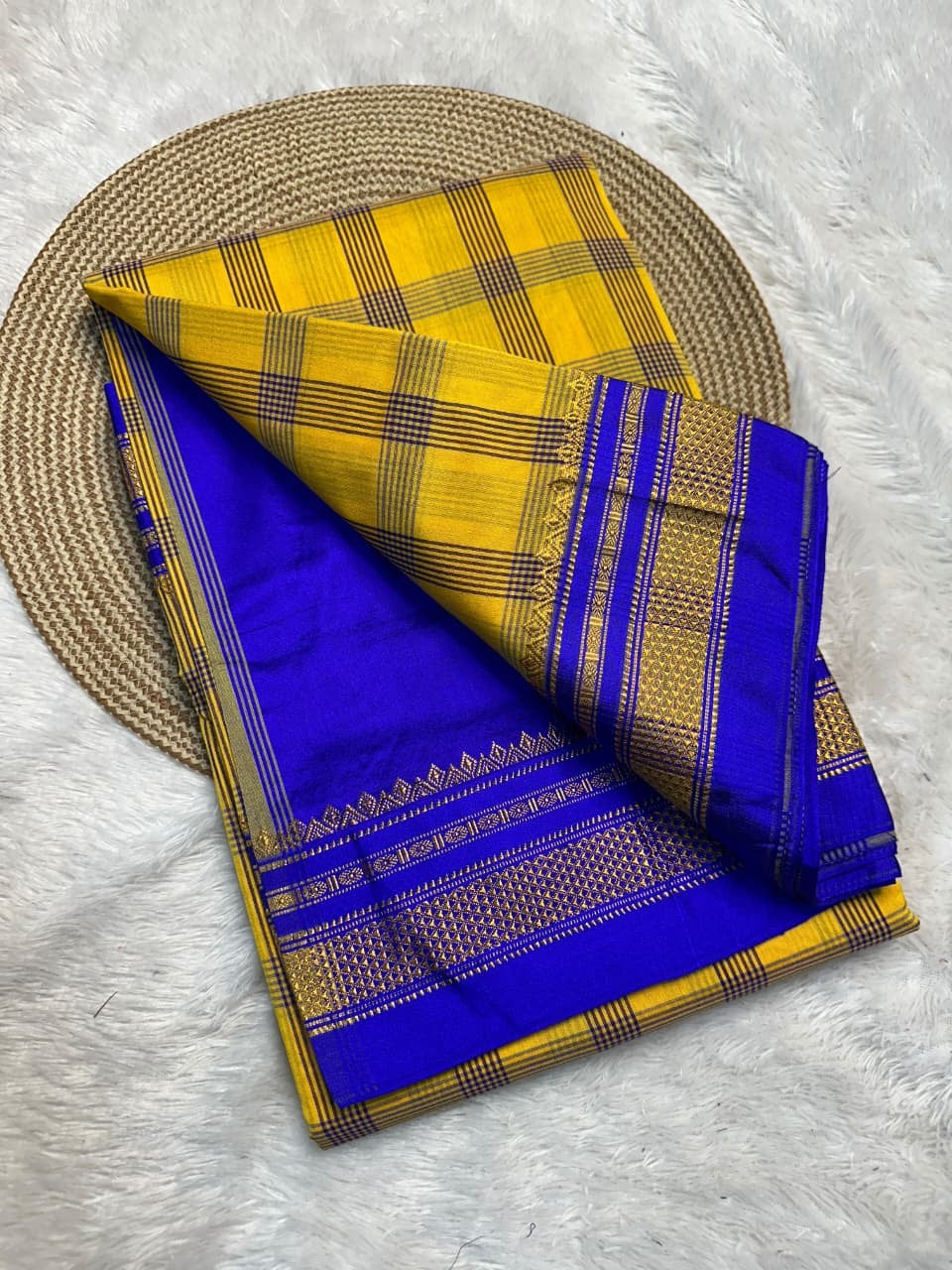 Traditional pure cotton and pure silk pallu saree