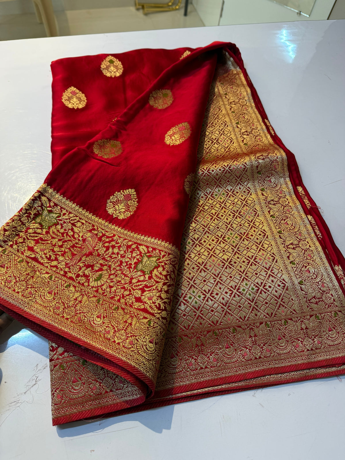 Red Pure mashru Satin Banarasi Silk Saree(SBSGPS99)