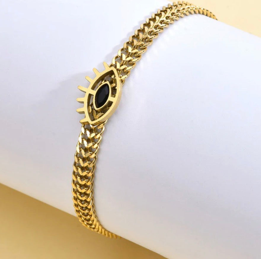 Anti Tarnish Evil Eye Wraparound Bracelet