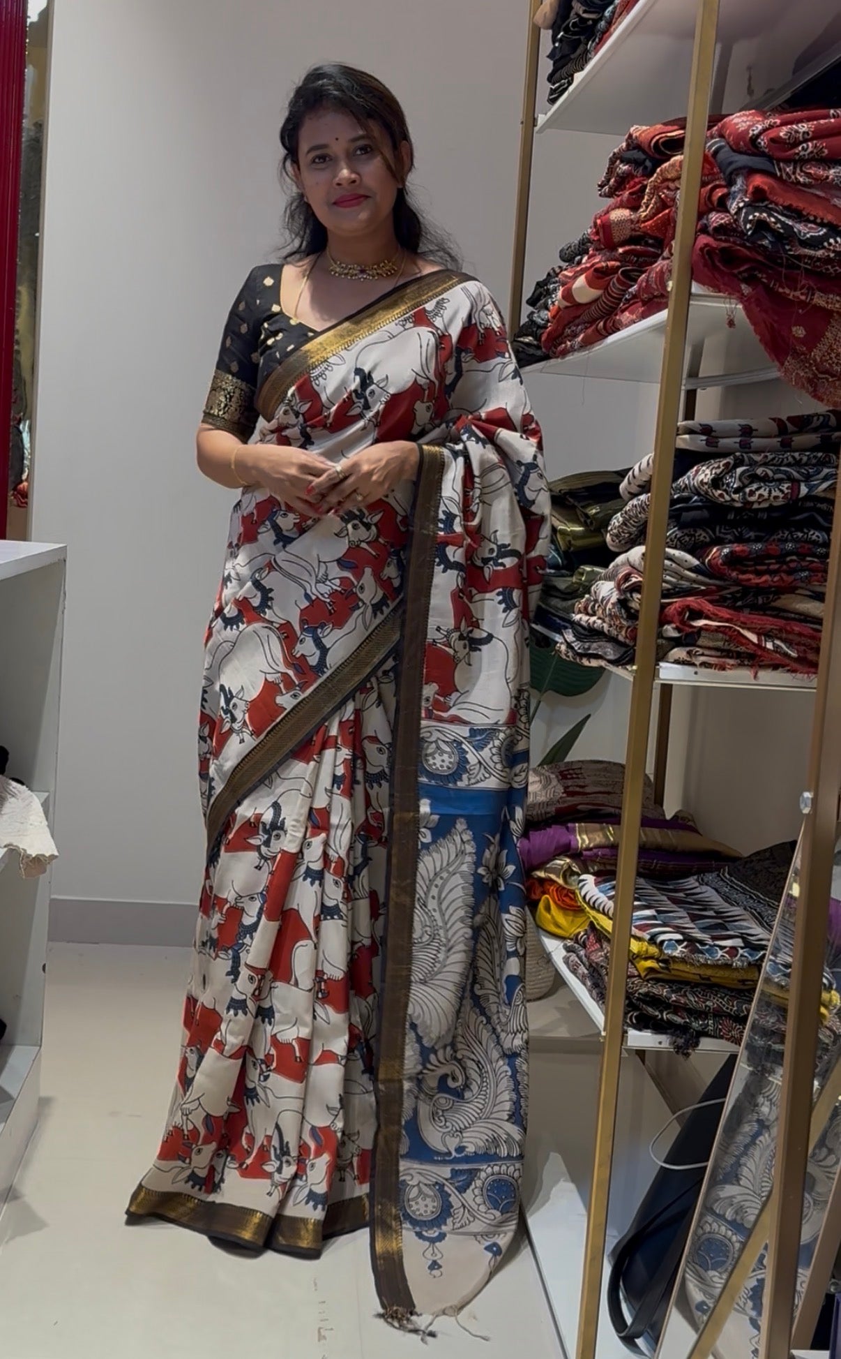 Kalamkari Chennur Silk Saree with Nizam Border