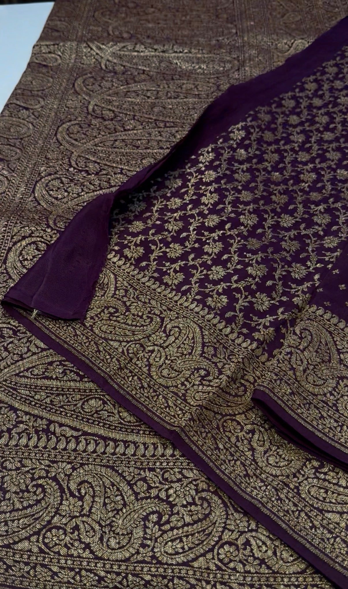 Brown pure crepe Banarasi saree(pure113)