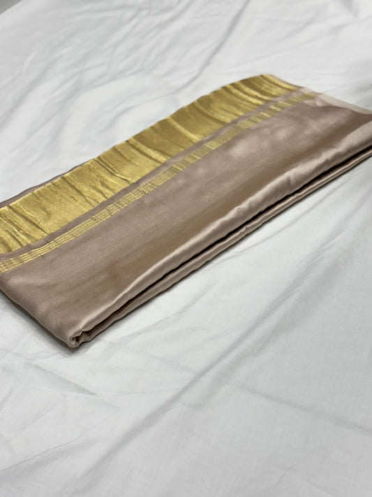 Ivory pure plain modal silk saree with lagadi pallu