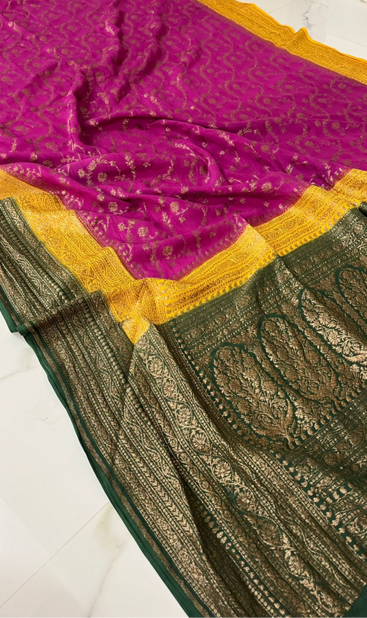 3D Jal Pure khaddi georgette banarasi saree