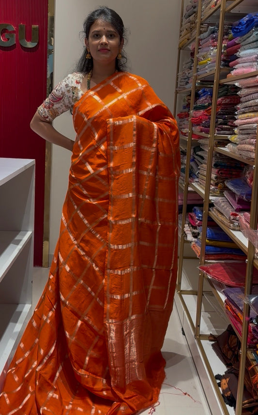 Orange Soft Tussar Saree