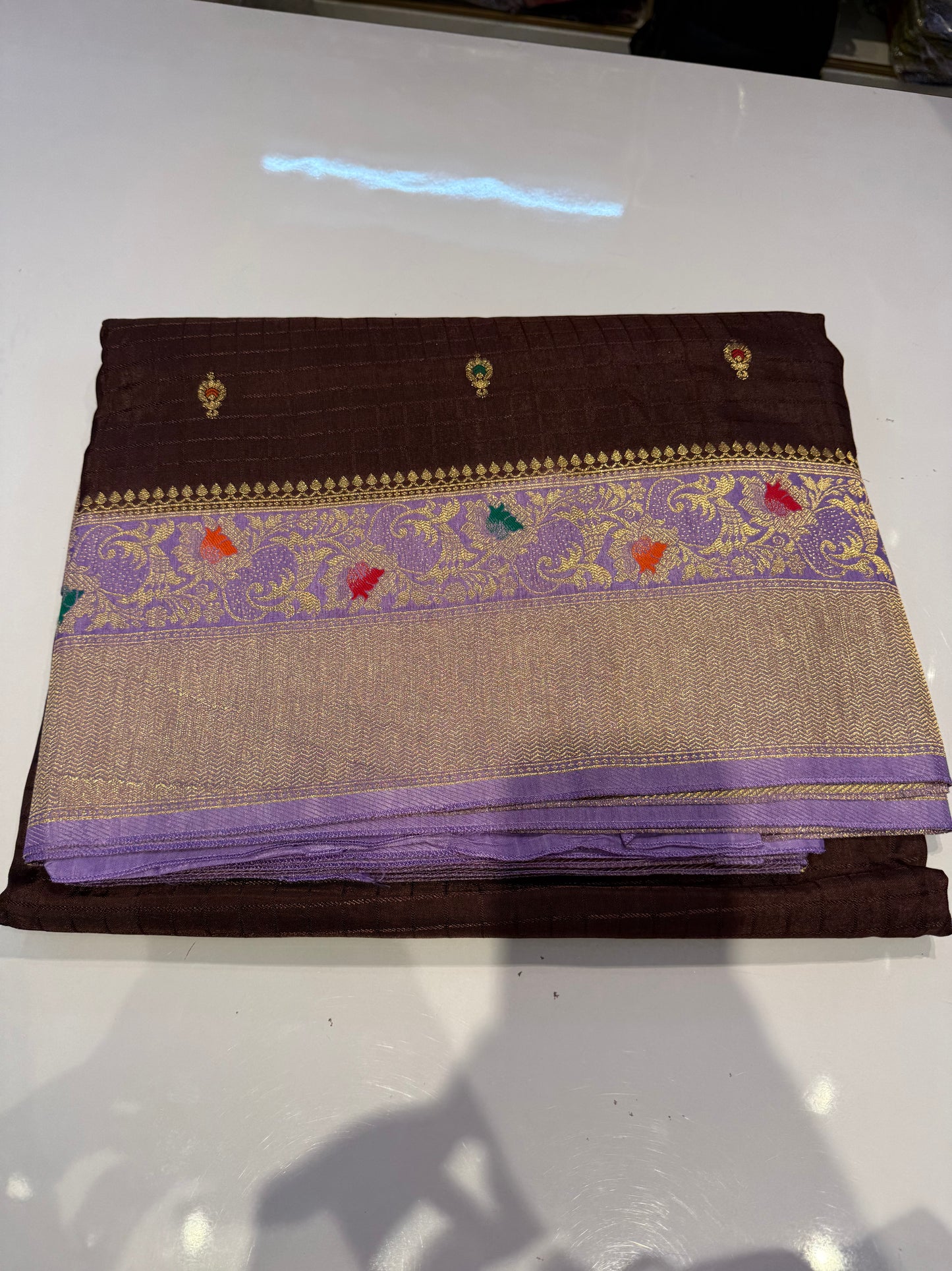 Coco with lavender meenakari work dola silk saree(cocodola)