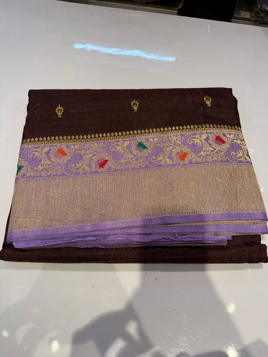 Coco with lavender meenakari work dola silk saree(cocodola)