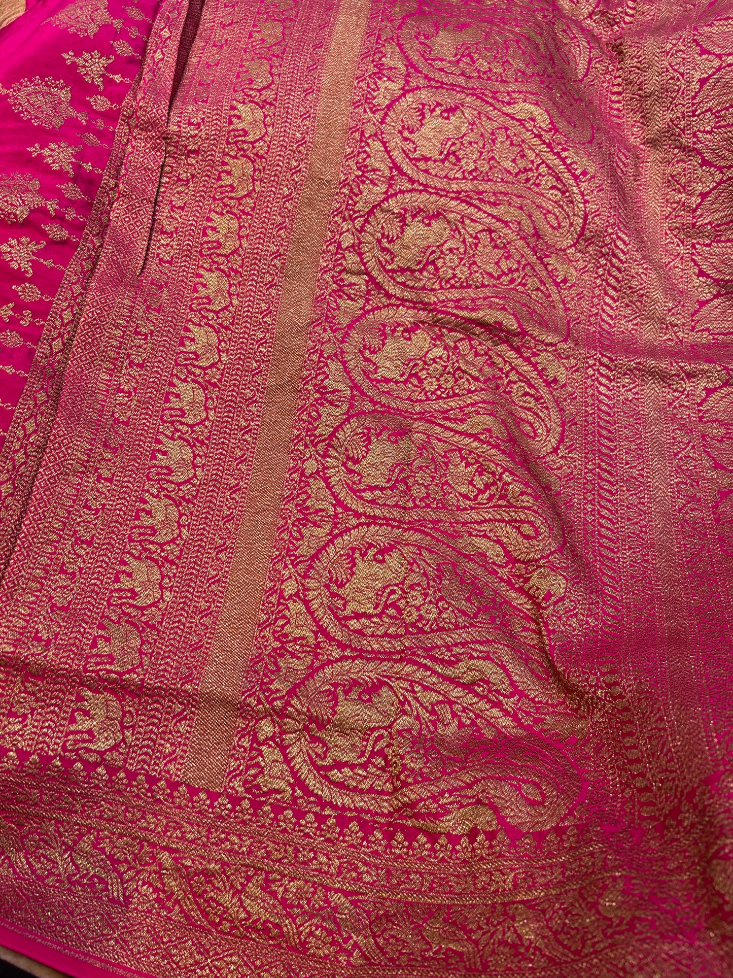 Pink pure crepe Banarasi saree