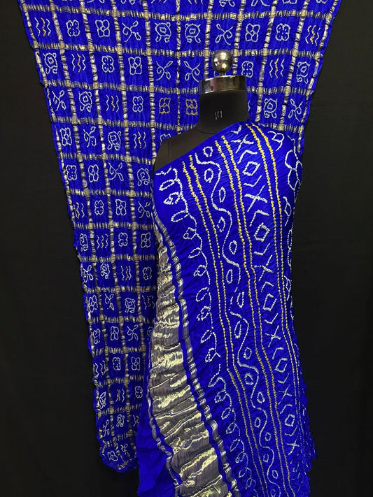 Blue Pure gajji silk saree
