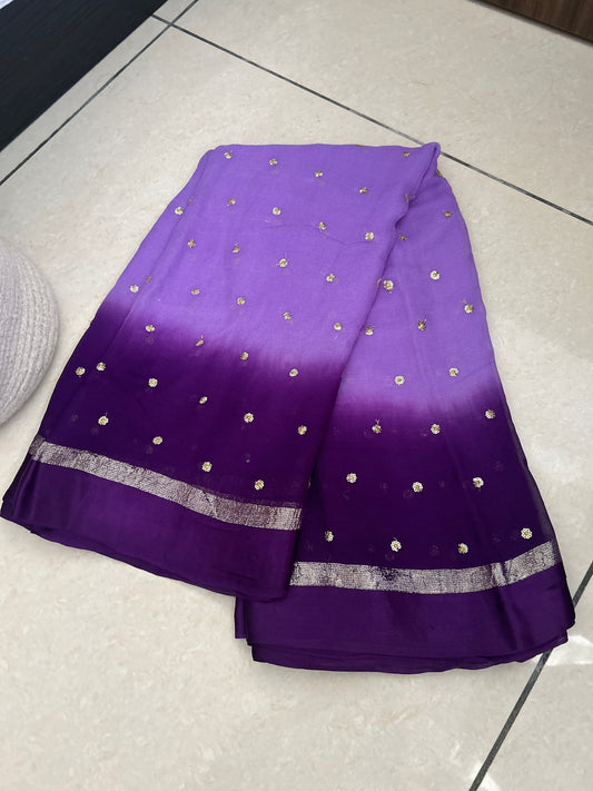 Purple Viscose georgette saree