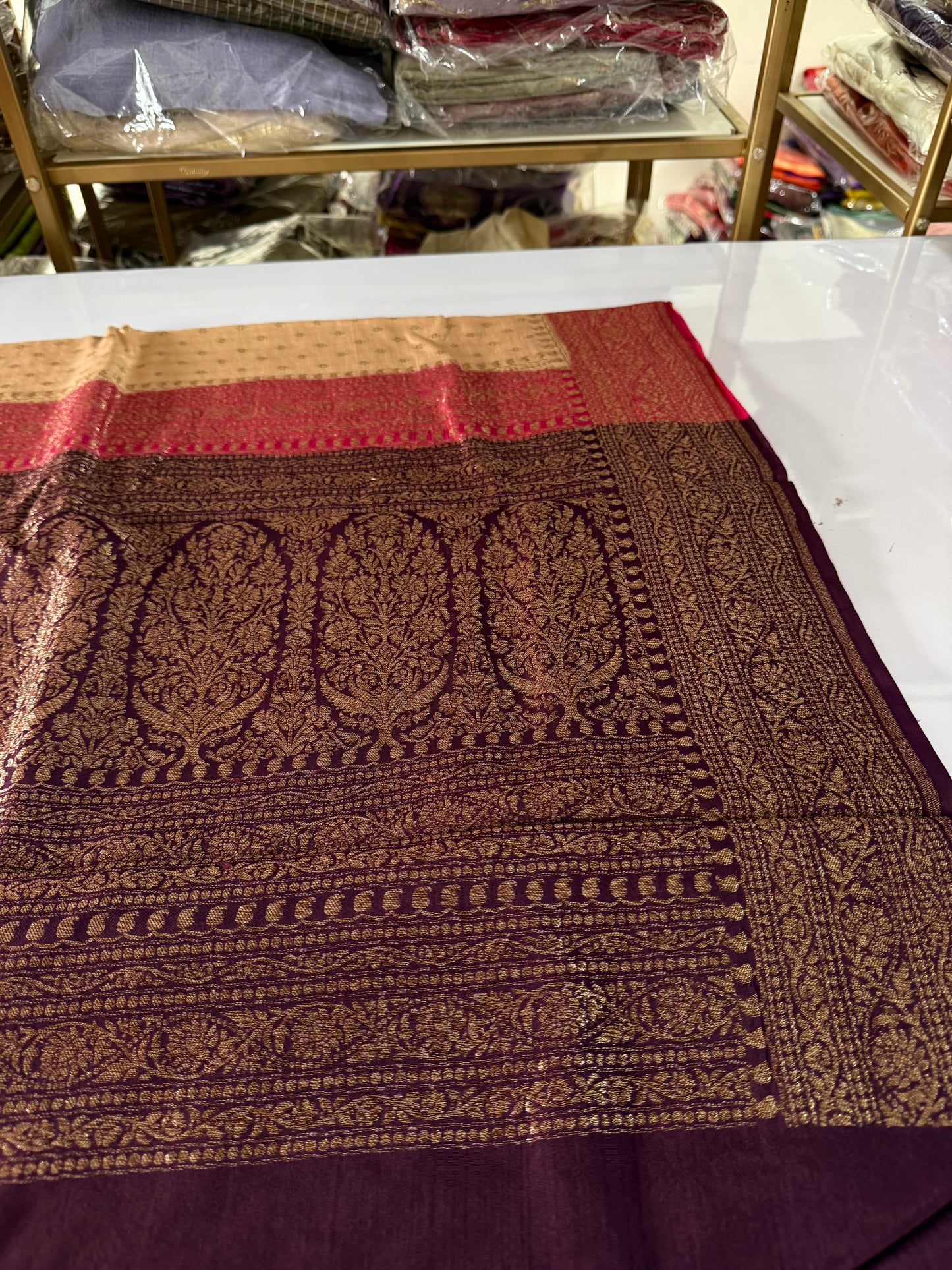 3D Pure Crepe banarasi saree