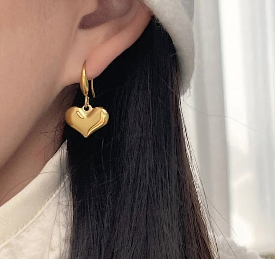 Anti Tarnish Heart Themed Earrings