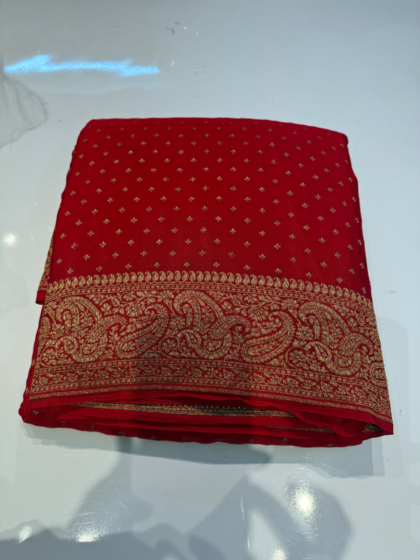 Red pure crepe Banarasi saree(pure110)