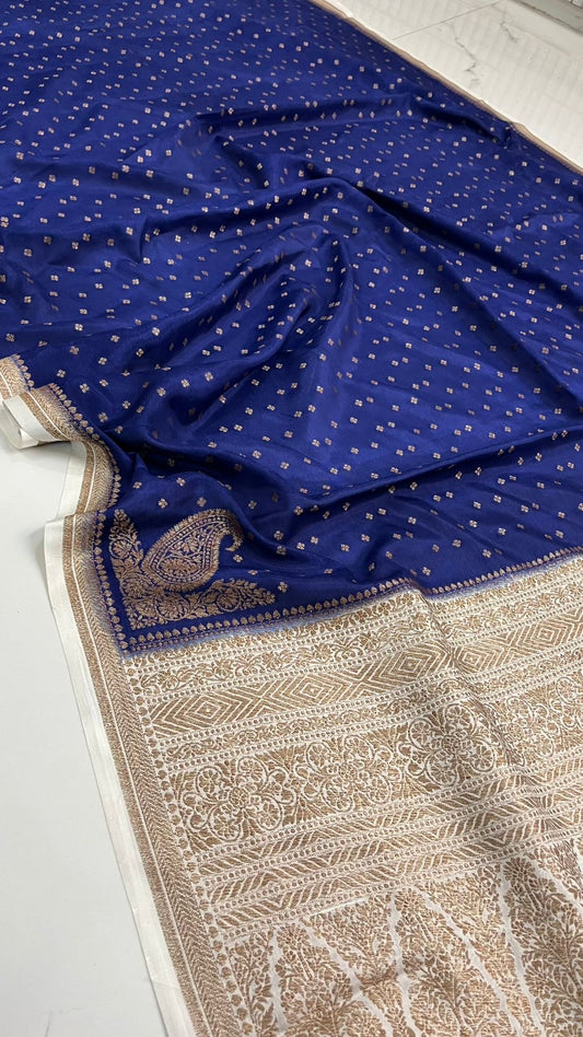 Small border Pure Crepe chiffon banarasi saree
