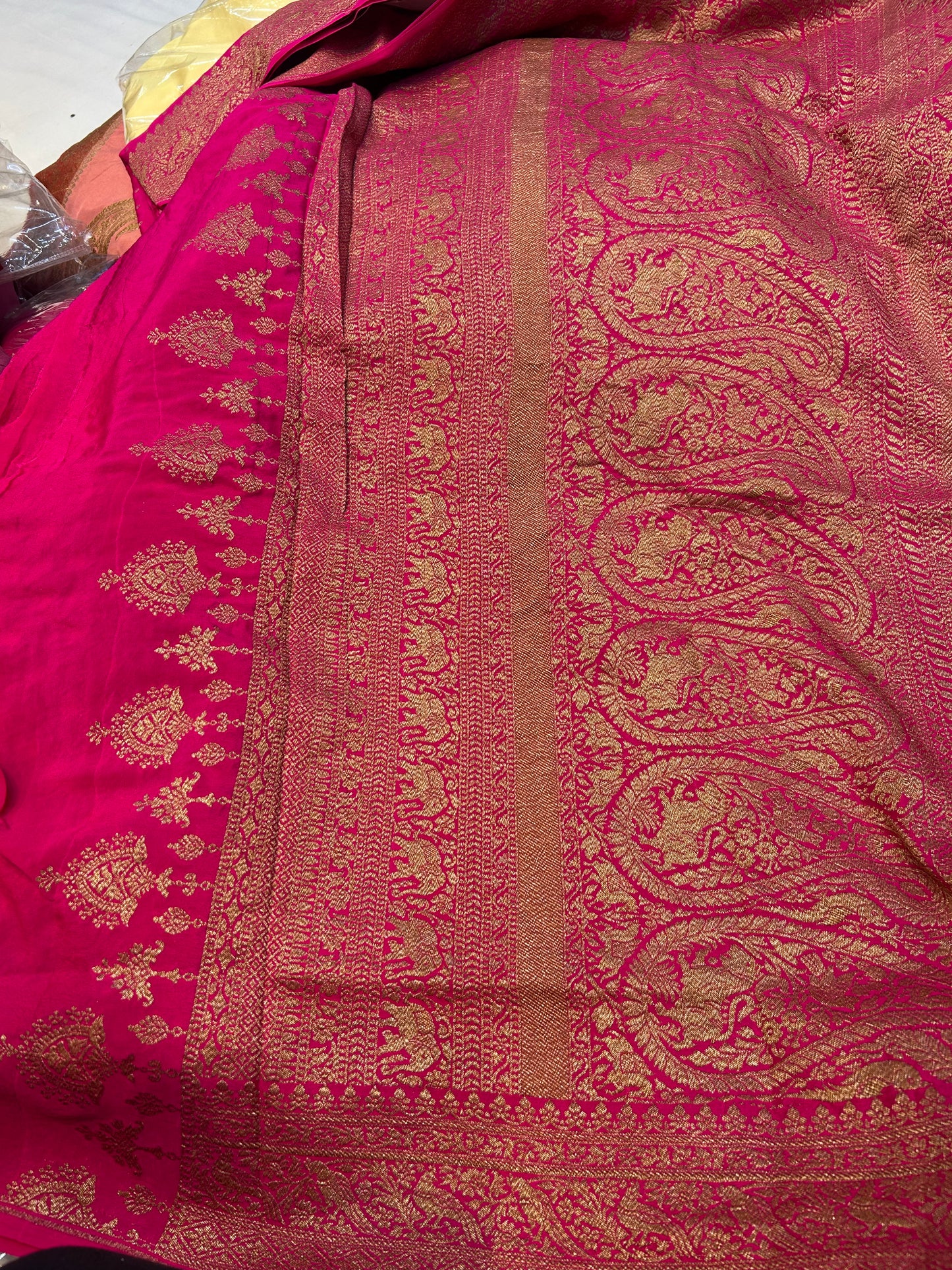 Pink pure crepe Banarasi saree