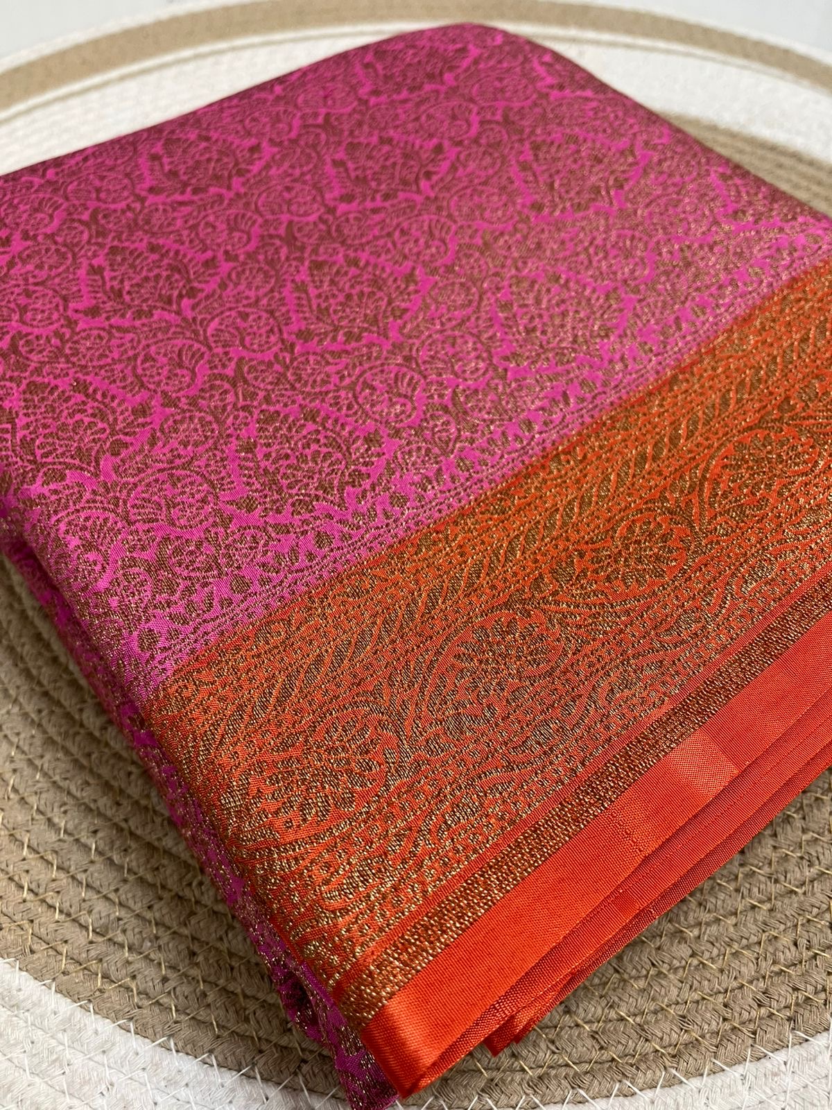 PURE BROCADE Crepe Chiffon Handloom Banarasi Saree
