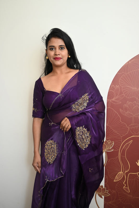 Designer hand work party wear saree