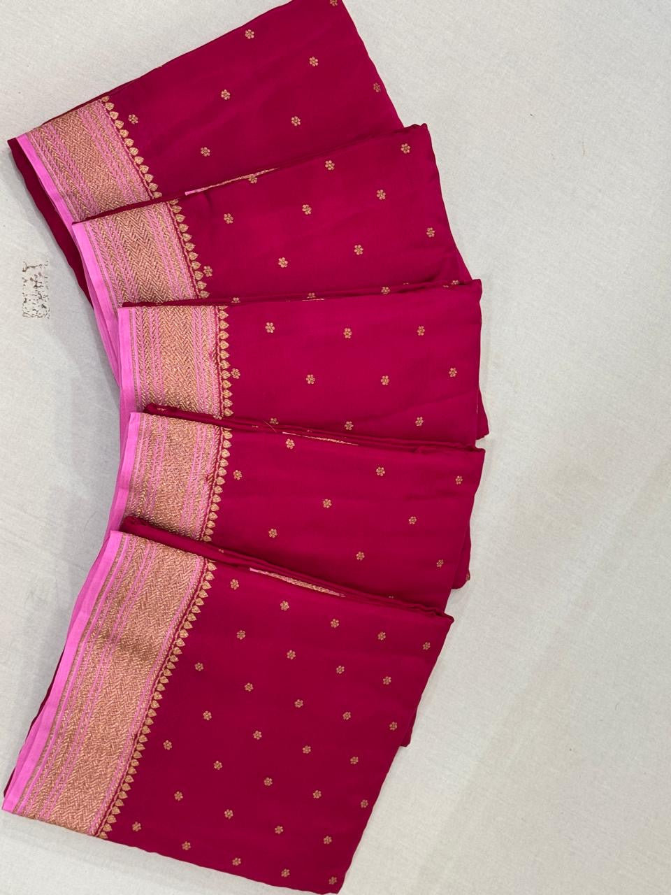 Pink pure crepe Banarasi saree