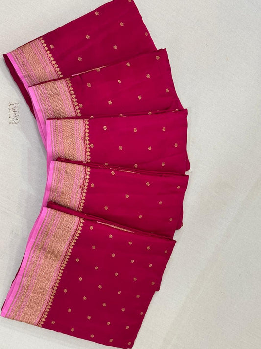 Pink pure crepe Banarasi saree