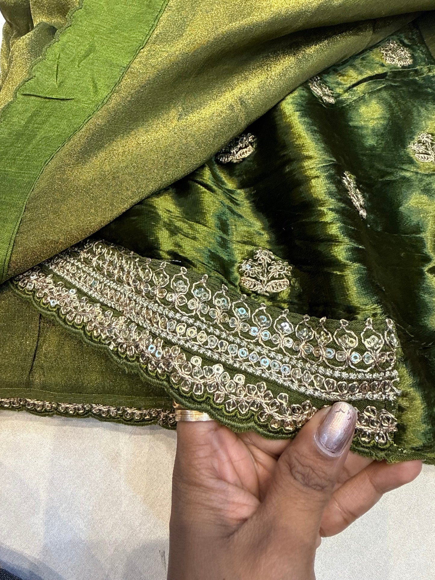 Green Sabyasachi inspired premium crepe silk saree