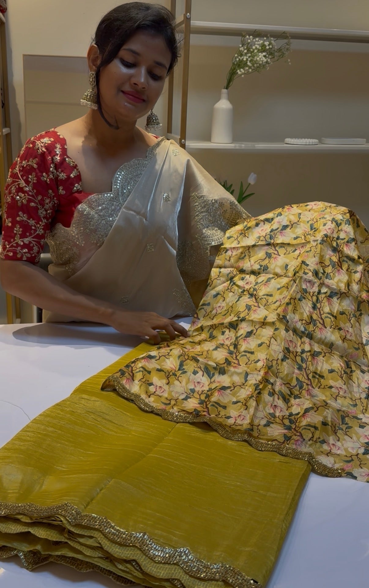 Yellow designer saree