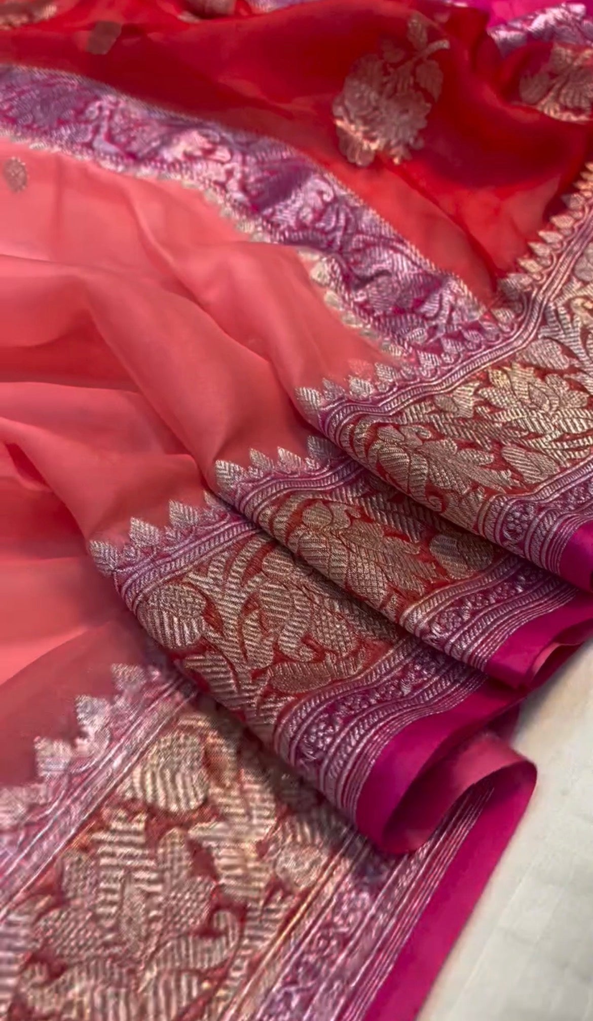 3D Pure chiffon Banarasi sarees