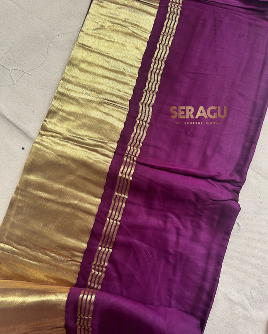 Pure plain modal silk saree with lagadi pallu
