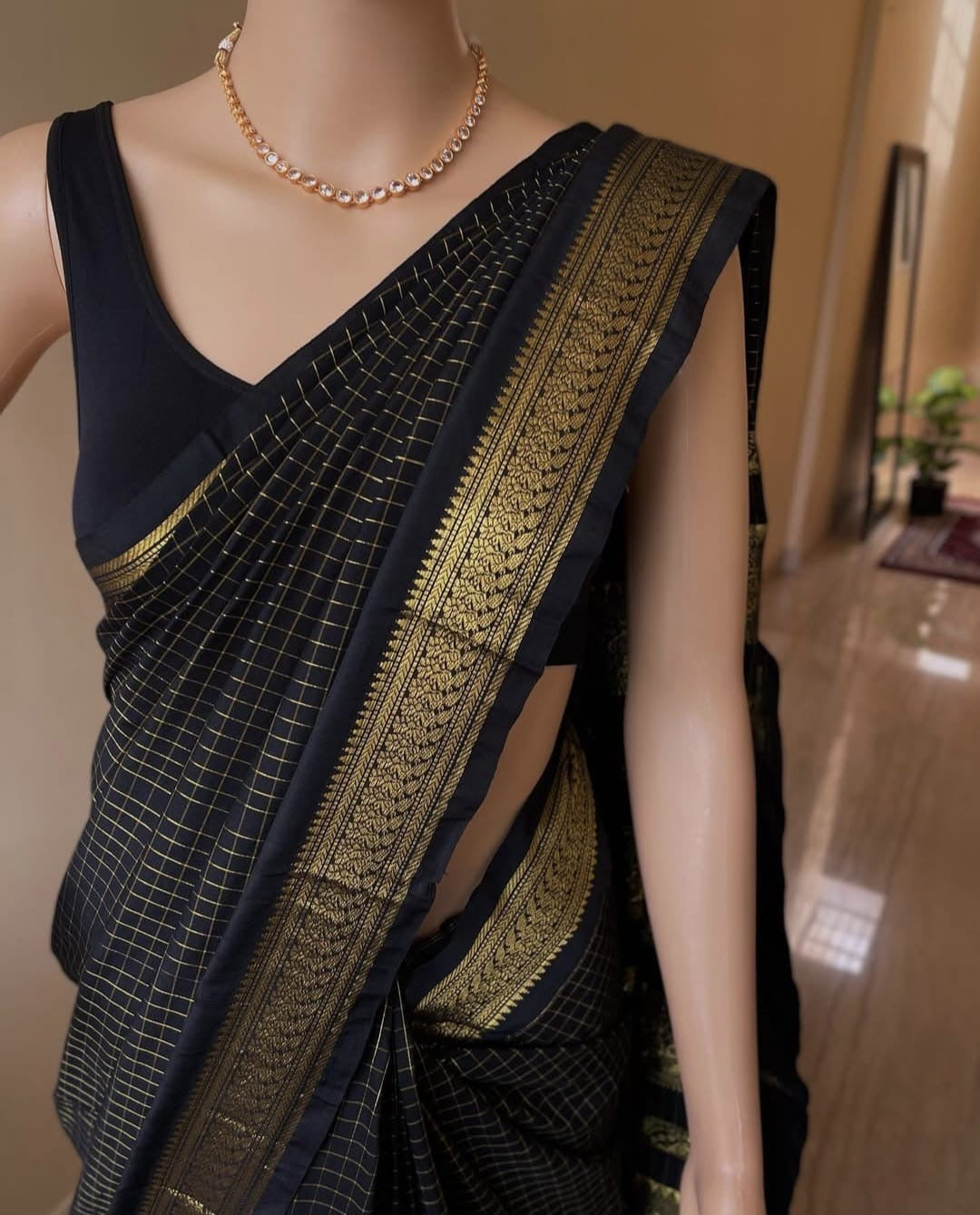 Black Cotton silk saree