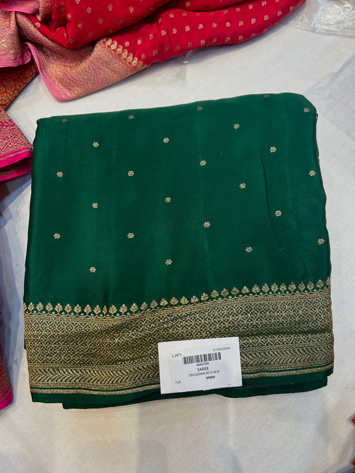 Green pure crepe Banarasi Saree
