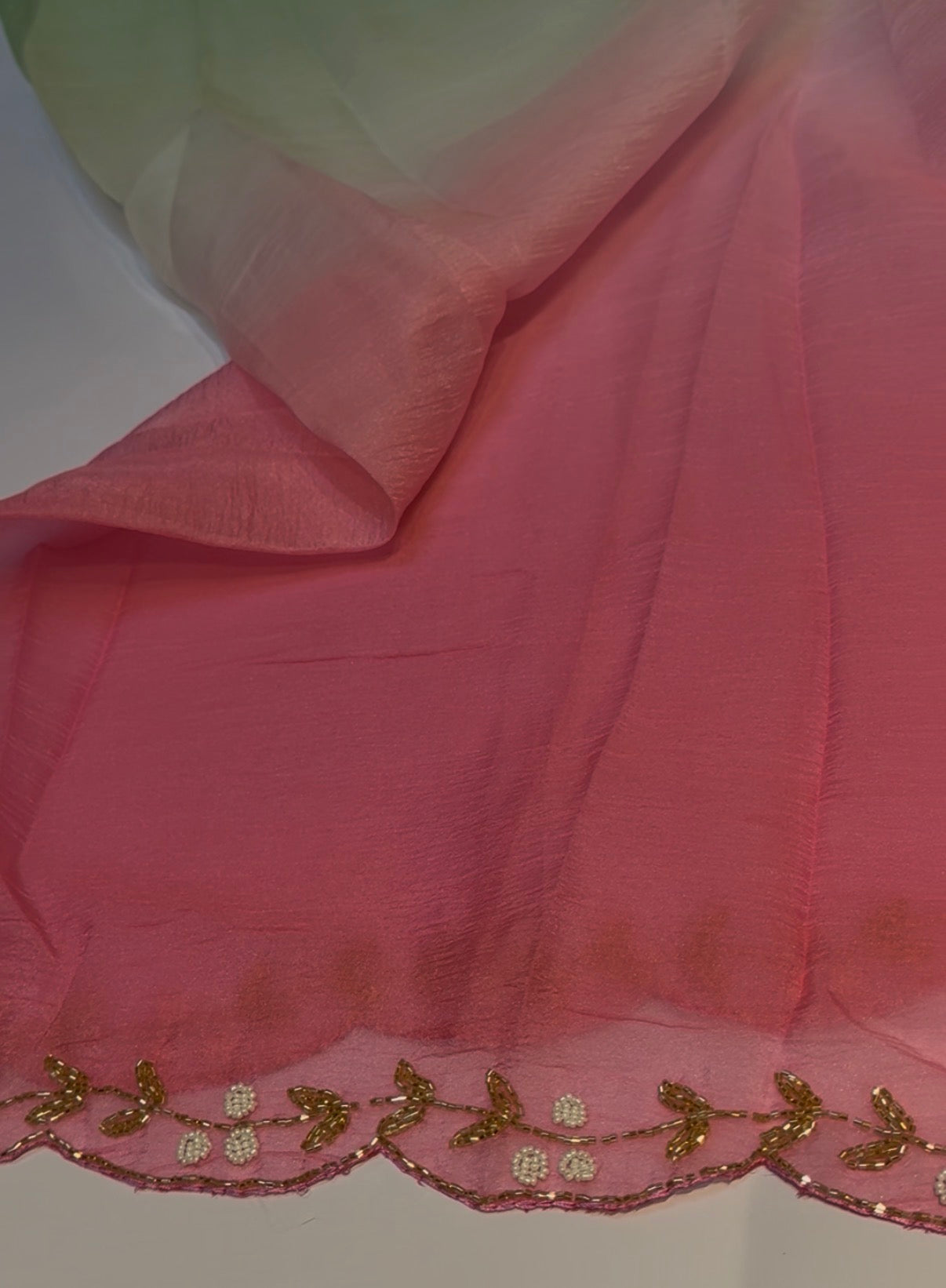 Candy Crush Pink With Pista Green saree