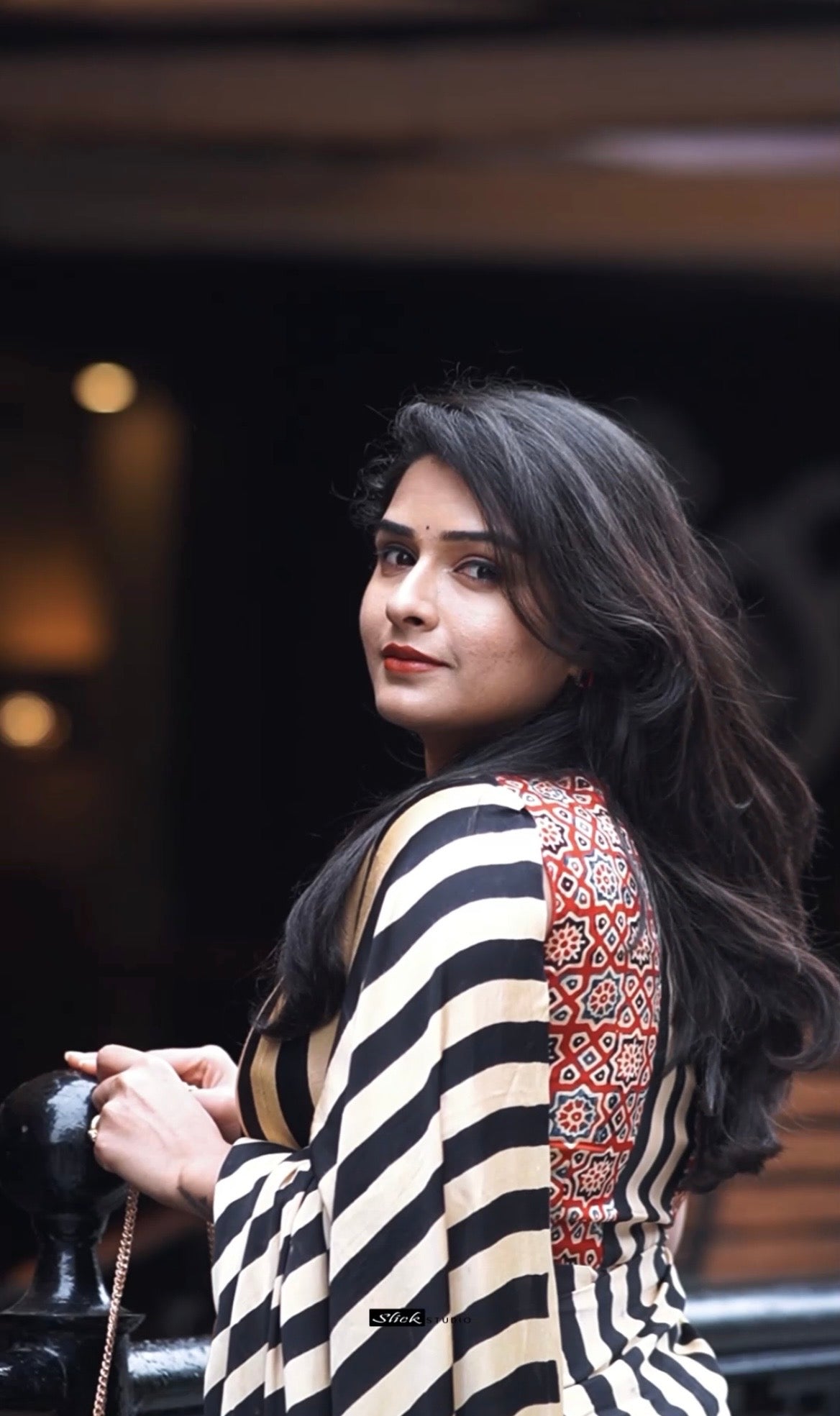 Supritha Pure modal silk saree in black and white stripes