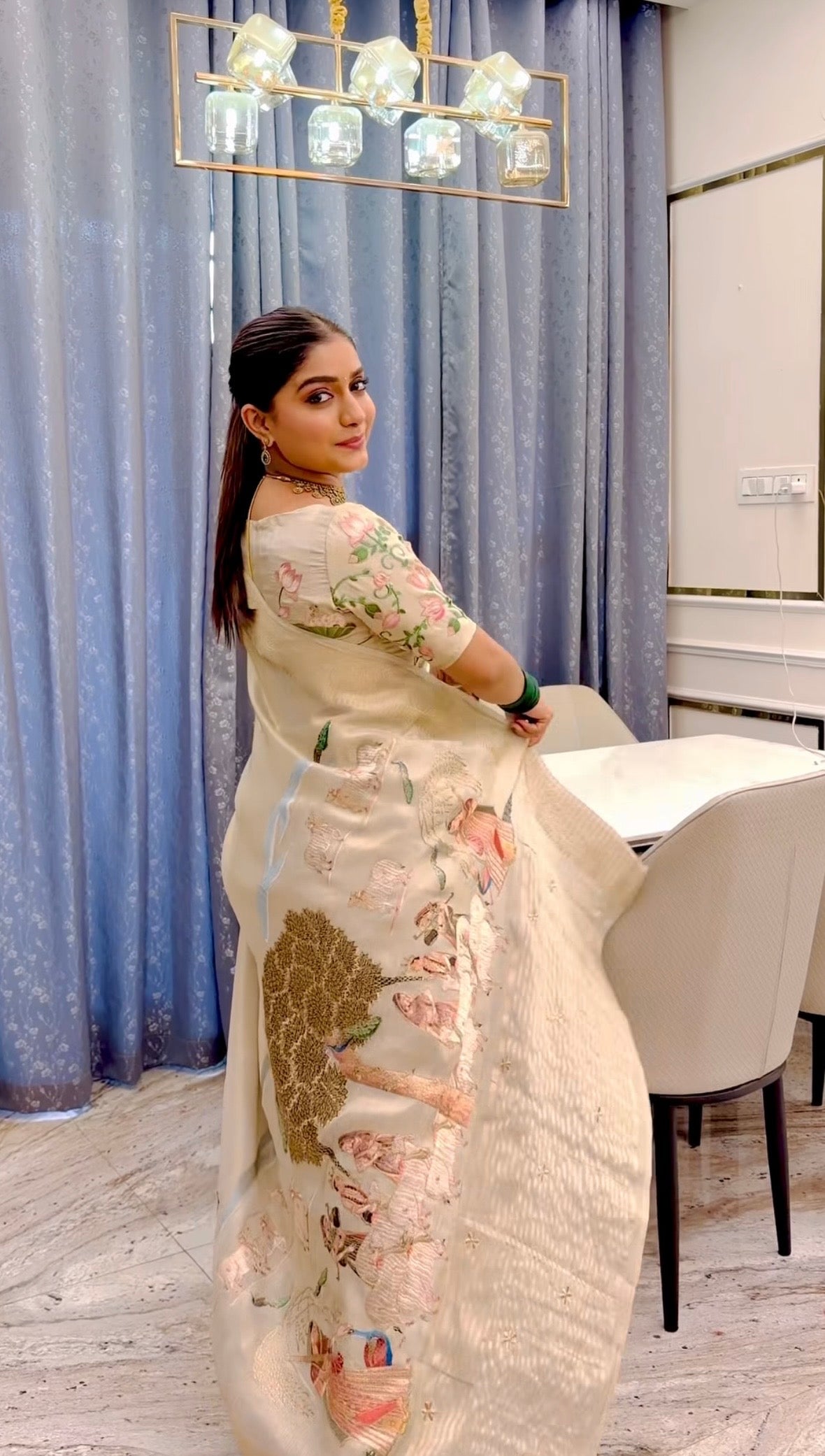 Ivory shade soft tissue silk saree(Tissue91)