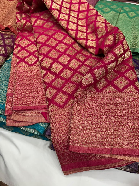 Crushed Brocade georgette sarees