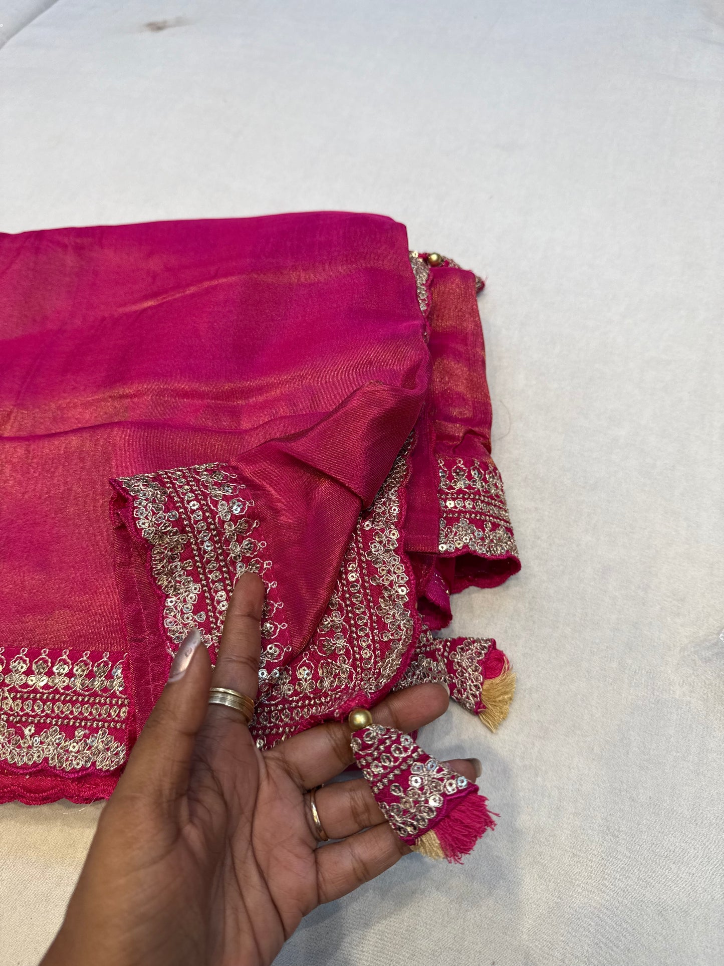 Pink Sabyasachi inspired premium crepe silk saree