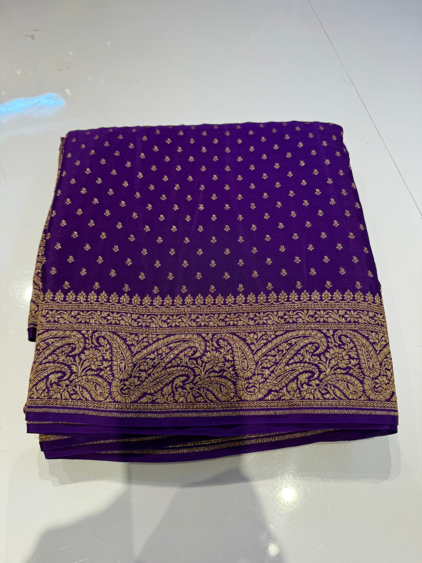 Purple pure crepe Banarasi saree(pure111)