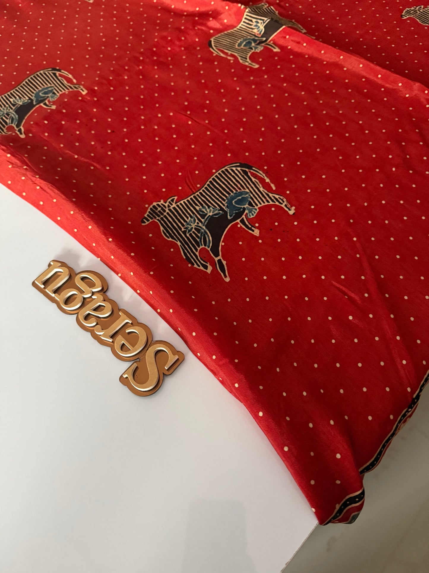 Ajrakh Dola Silk Saree