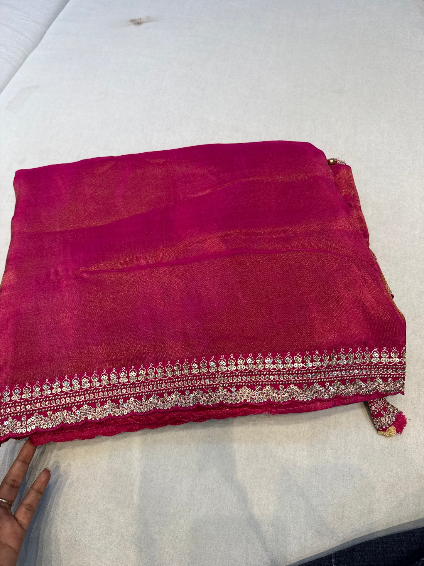 Pink Sabyasachi inspired premium crepe silk saree
