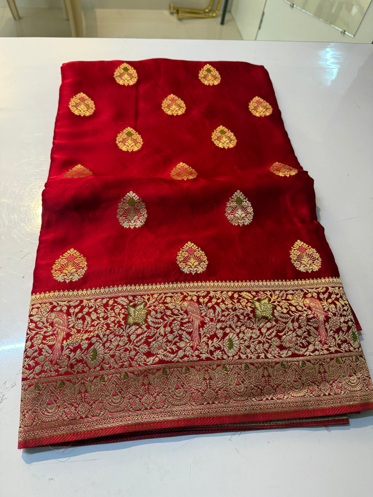 Red Pure mashru Satin Banarasi Silk Saree(SBSGPS99)