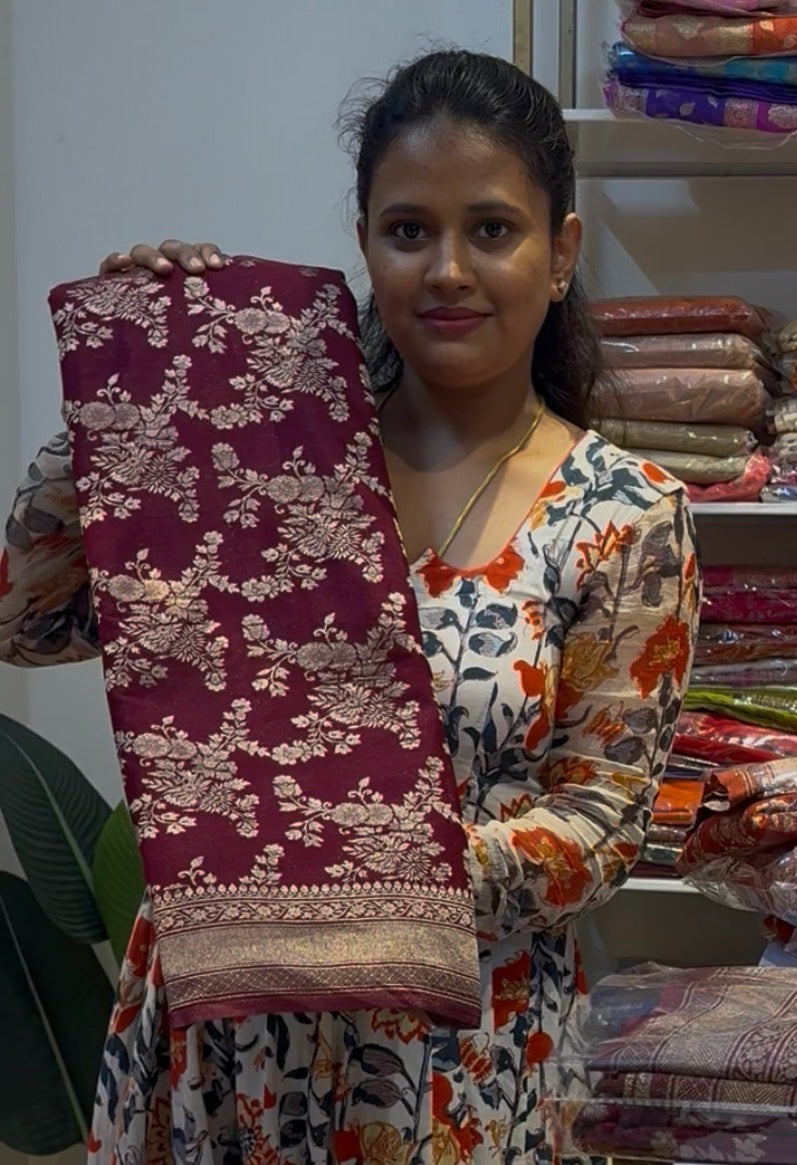 Brownish wine Georgette Saree (georgette2100)