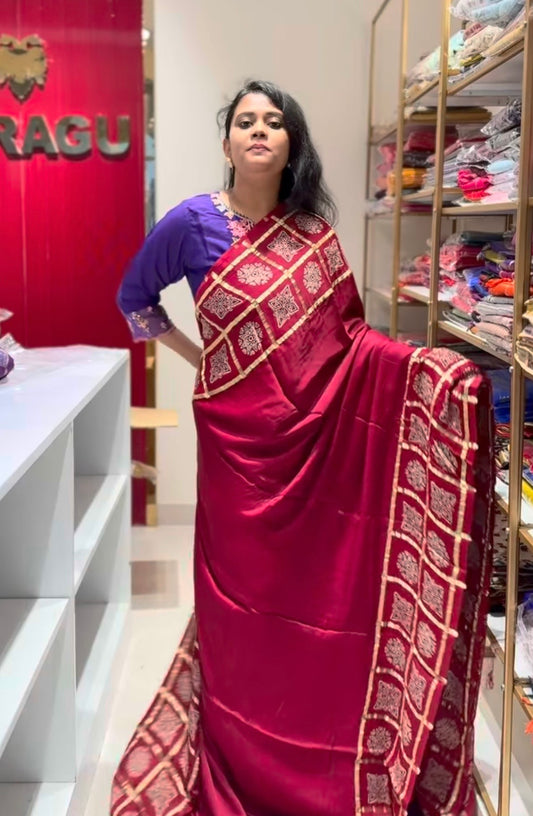 Maroon Pure modal silk saree