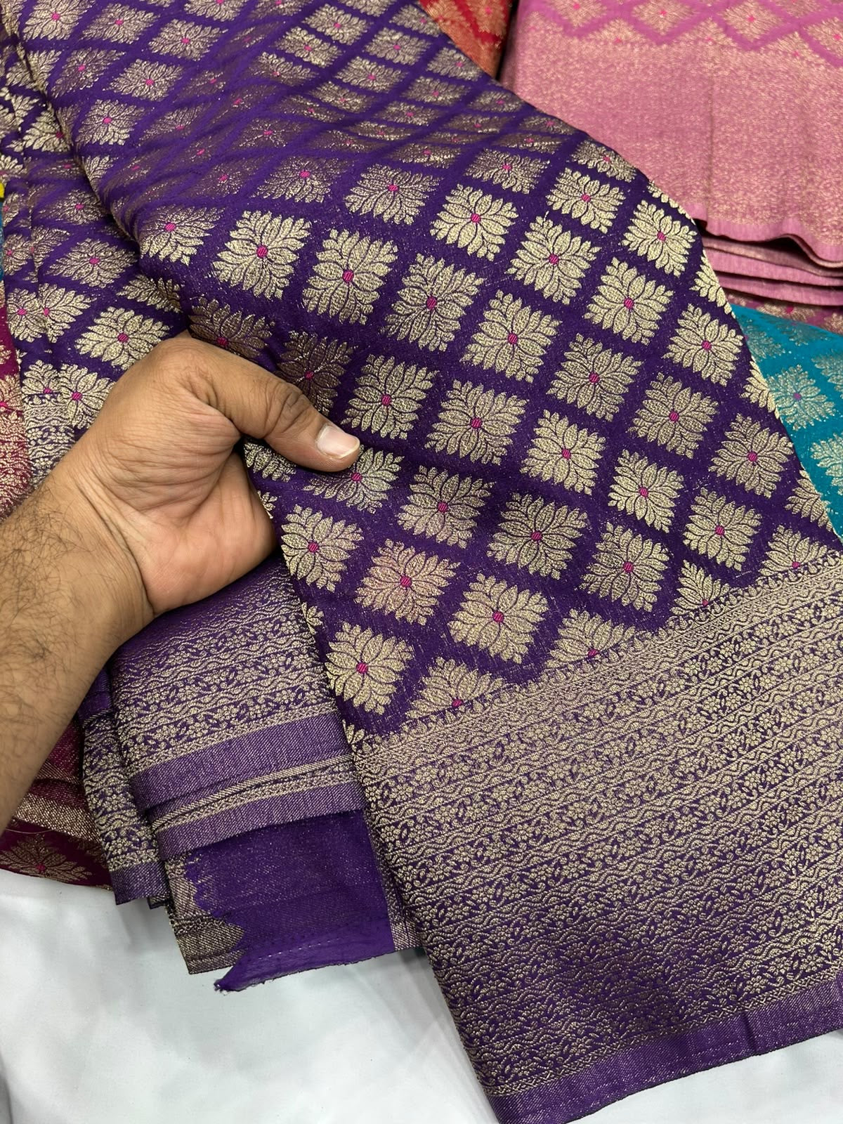 Crushed Brocade georgette sarees