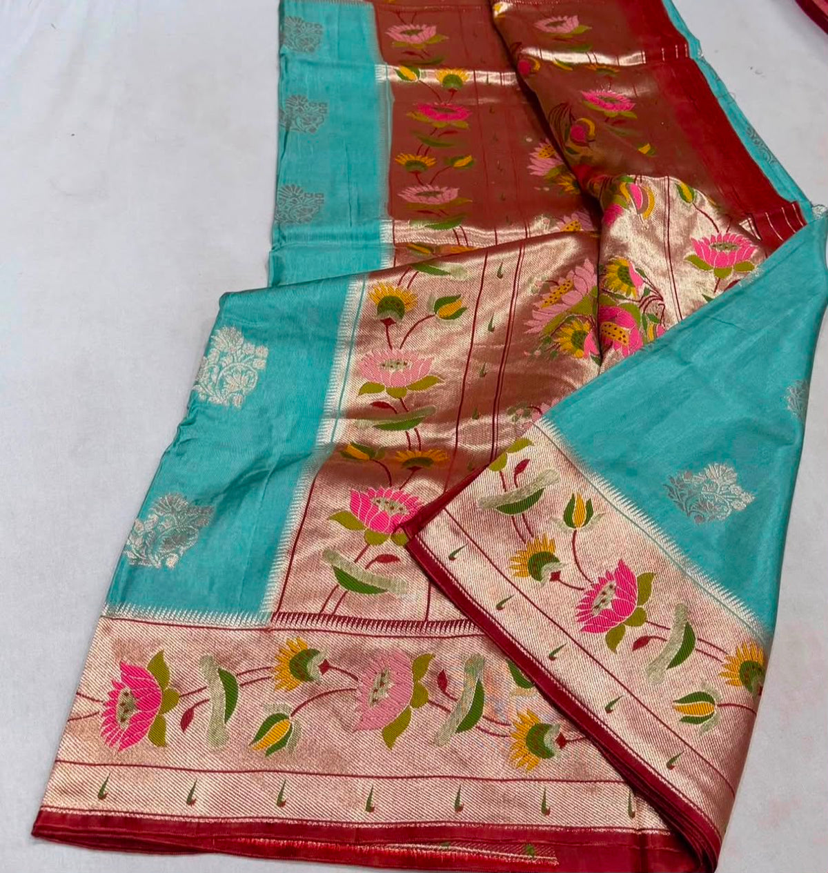 Paithani contrast Viscose Crepe silk saree(SBSGPVC)