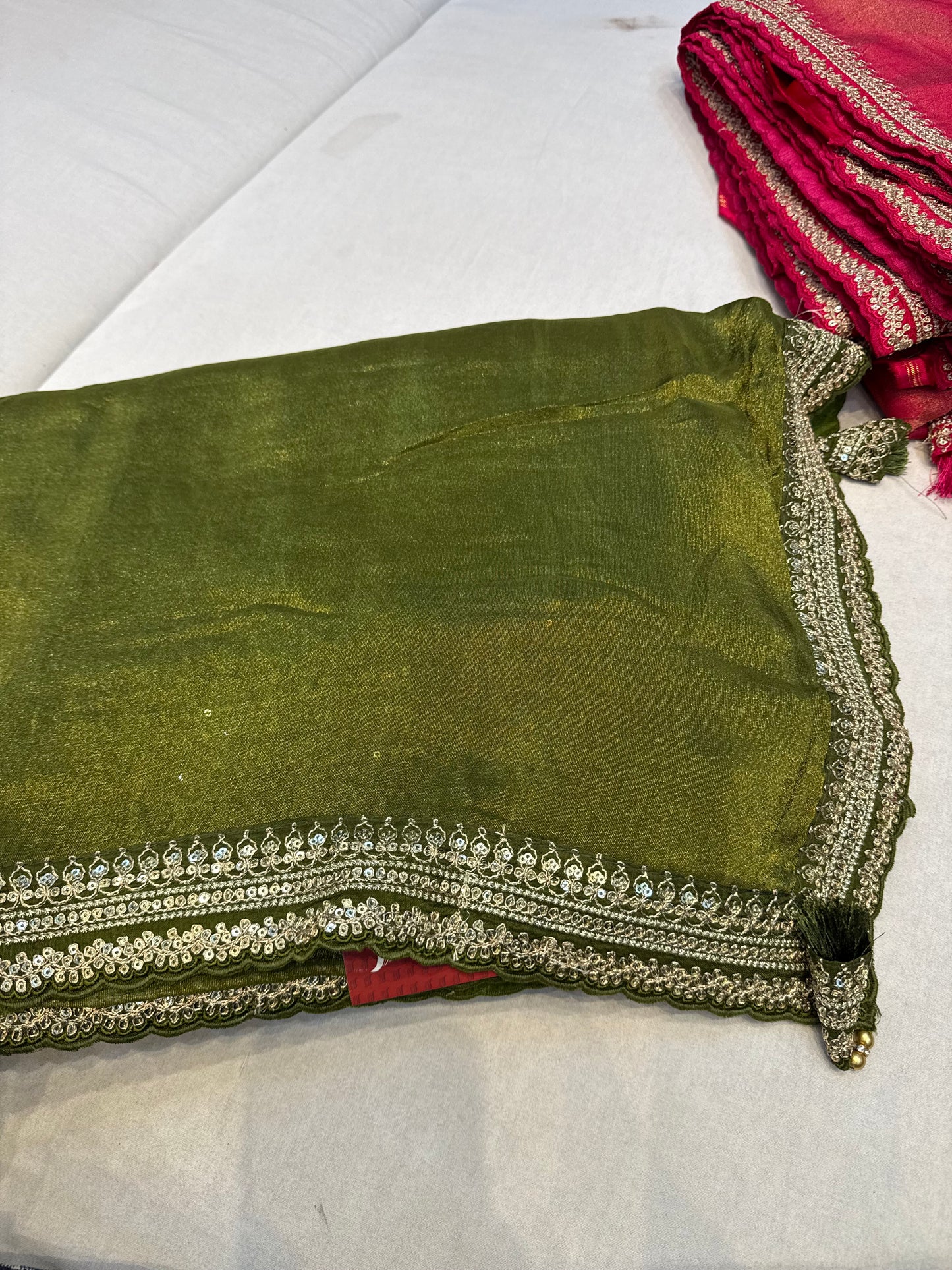 Green Sabyasachi inspired premium crepe silk saree
