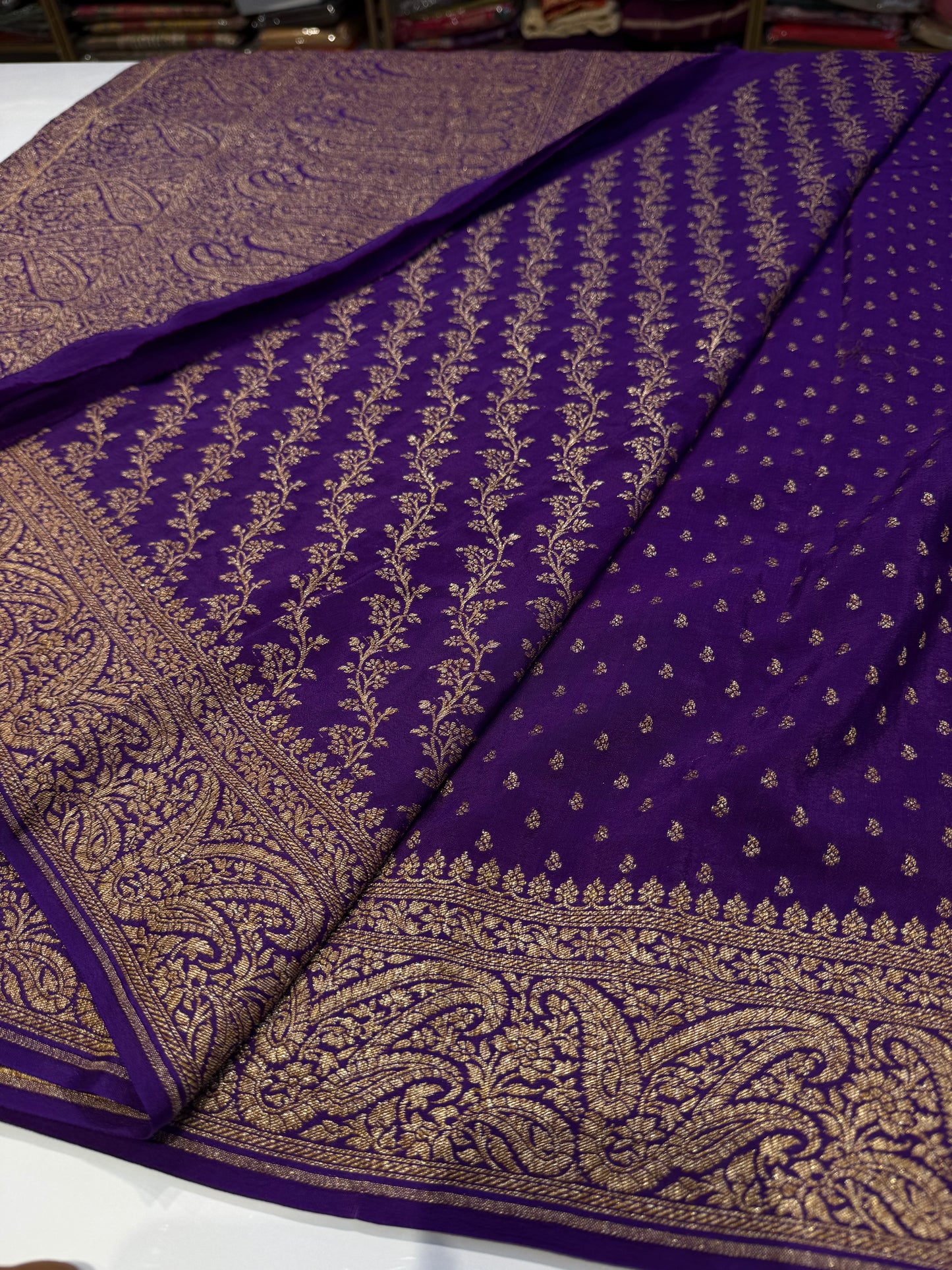 Purple pure crepe Banarasi saree(pure111)