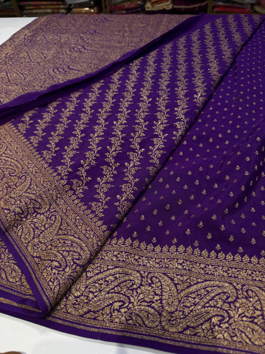 Purple pure crepe Banarasi saree(pure111)