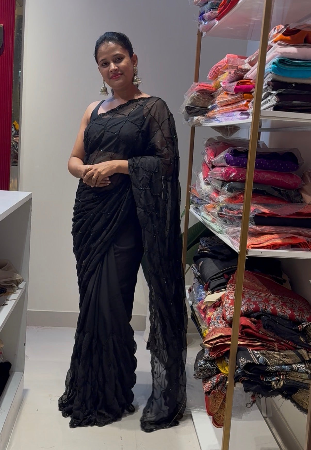 Black designer party wear saree