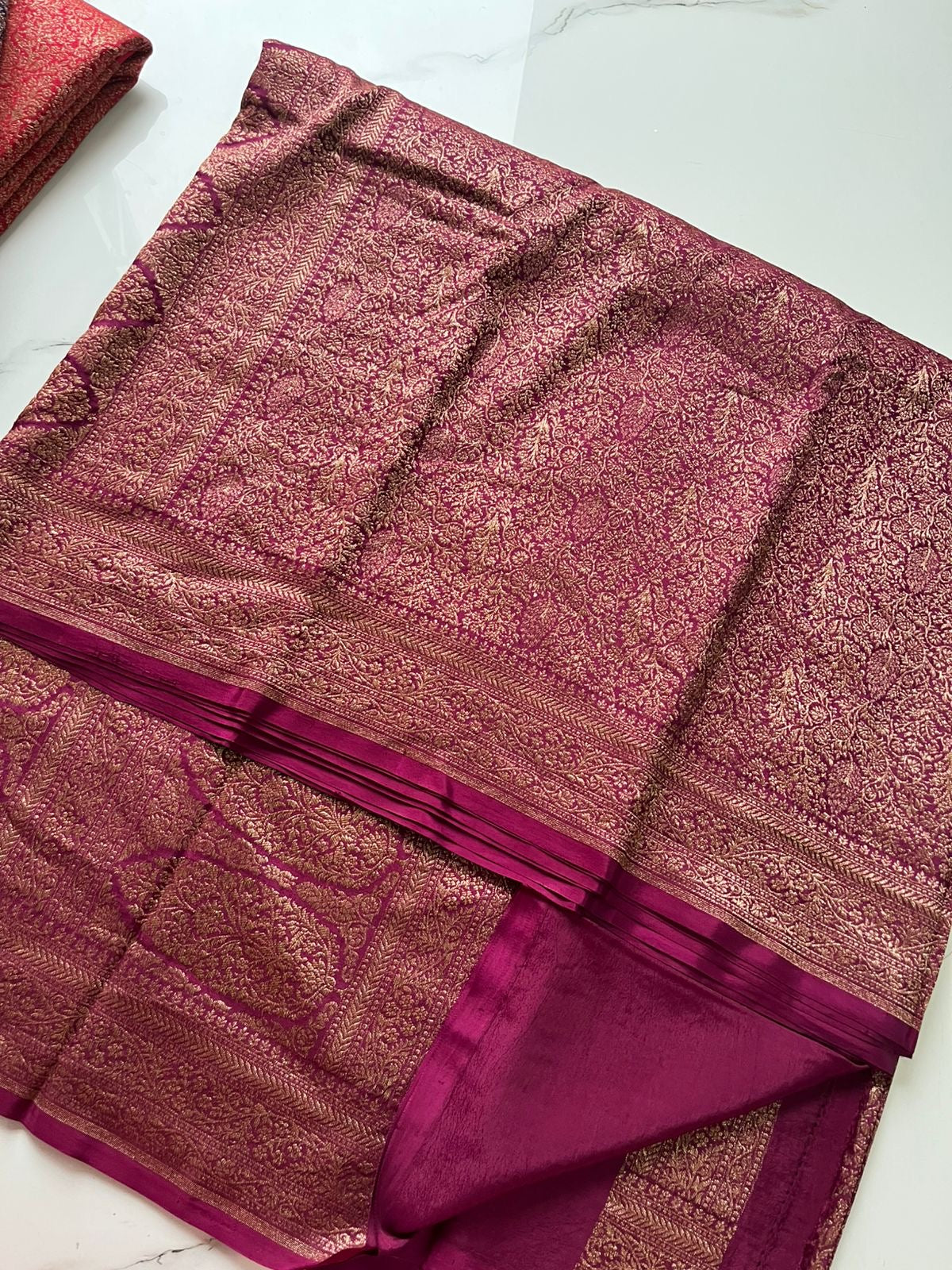 PURE BROCADE Khaddi Crepe Chiffon Handloom Banarasi Saree