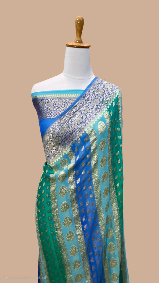 Pure khaddi georgette rankart banarasi saree