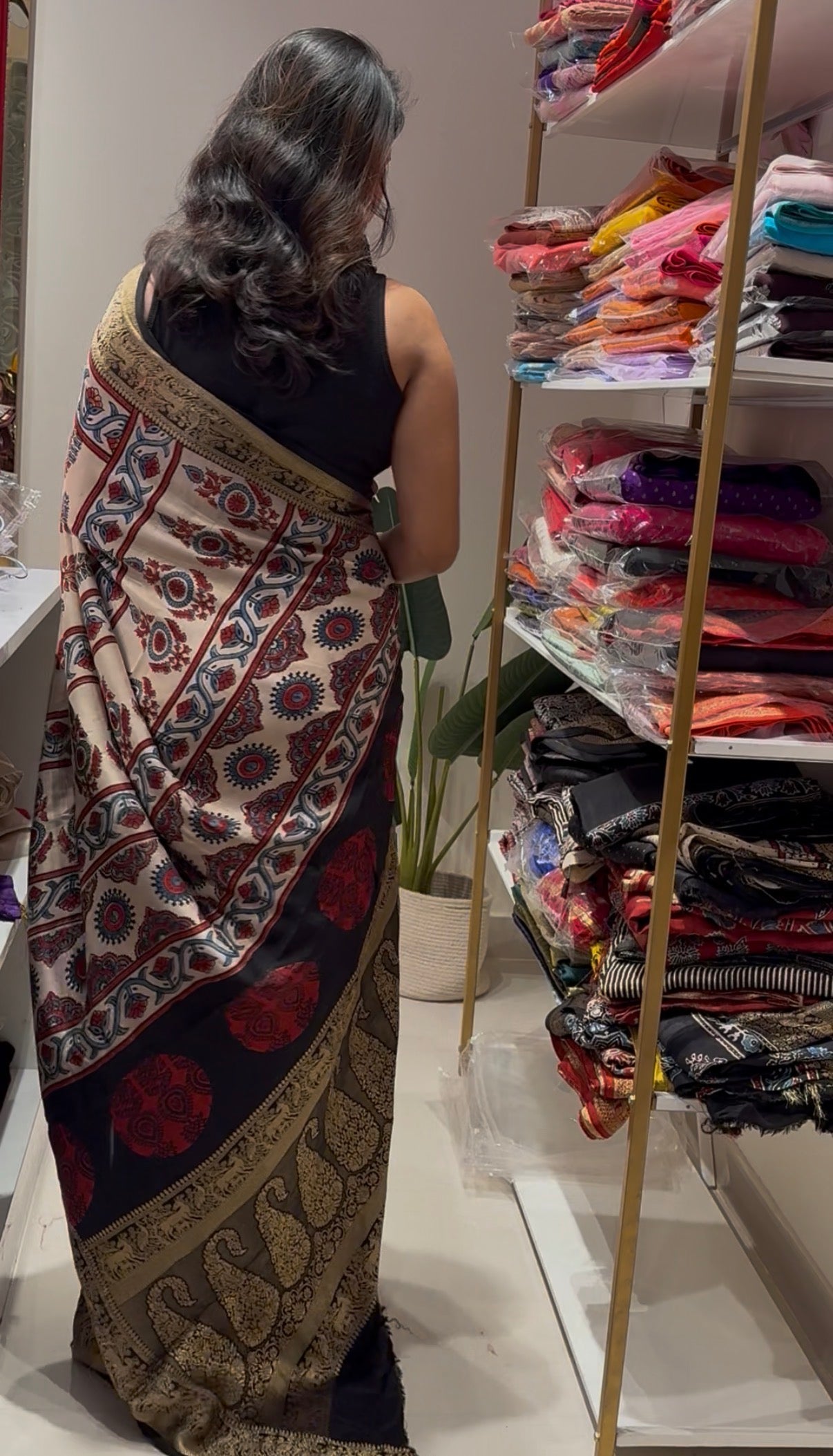 Pure Ajrakh Dola Silk Saree
