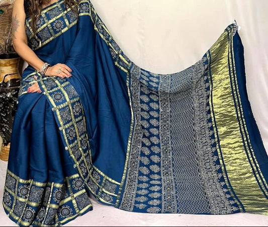Blue Modal Silk Saree