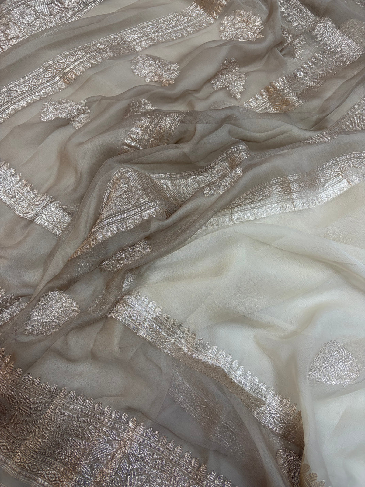 Double border Pure chiffon Banarasi sarees